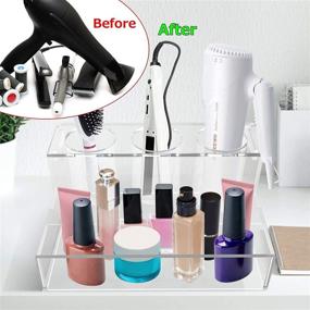 img 2 attached to 🏻 Acrylic Hair Tool Organizer – Styling Tool Holder for Blow Dryer, Makeup, Toiletries, Bathroom Supplies – Vanity Countertop Storage Stand