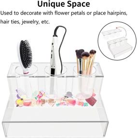 img 1 attached to 🏻 Acrylic Hair Tool Organizer – Styling Tool Holder for Blow Dryer, Makeup, Toiletries, Bathroom Supplies – Vanity Countertop Storage Stand