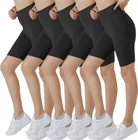 img 4 attached to 🩳 VALANDY Yoga Shorts for Women - High Waist Biker Shorts, Buttery Soft Workout Running Shorts (Pack of 2)