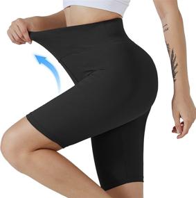 img 3 attached to 🩳 VALANDY Yoga Shorts for Women - High Waist Biker Shorts, Buttery Soft Workout Running Shorts (Pack of 2)