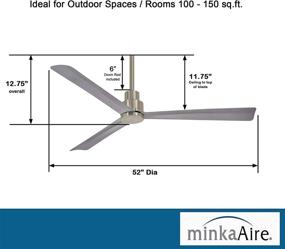 img 1 attached to 🔵 Minka-Aire F787 Simple 52 Inch Outdoor Ceiling Fan with DC Motor: Brushed Nickel Wet Finish, 3 Blade Design