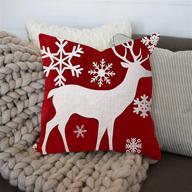 🎄 fjpt merry christmas happy holidays baby it's cold outside snowflakes deer red cotton throw pillow cover for sofa bed stand, snowflakes design, 22x22 inch size pillowcase логотип