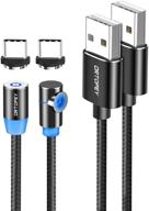 дротепей магнитный usb c кабель [2 шт 3 фута / 6 футов] нейлоновый оплетенный кабель с магнитным зарядным устройством с led-подсветкой для устройств usb c (черный) логотип