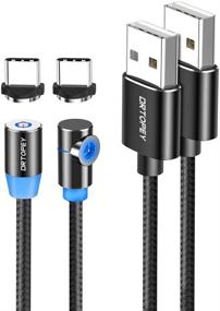 img 4 attached to Дротепей Магнитный USB C кабель [2 шт 3 фута / 6 футов] Нейлоновый оплетенный кабель с магнитным зарядным устройством с LED-подсветкой для устройств USB C (черный)