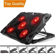 enhanced laptop cooling pad: pccooler pc-r5 with 5 quiet red led fans, dual usb ports, and adjustable stand for 12-17.3 inch gaming laptops логотип