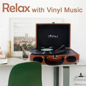 img 3 attached to LP&amp;No.1 Suitcase Bluetooth Turntable: Enjoy Vintage Vinyl Records with Built-in Stereo Speaker, 3 Speeds Player in Classic Brown