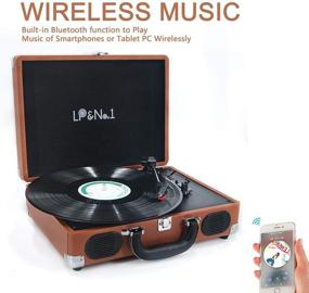 img 1 attached to LP&amp;No.1 Suitcase Bluetooth Turntable: Enjoy Vintage Vinyl Records with Built-in Stereo Speaker, 3 Speeds Player in Classic Brown