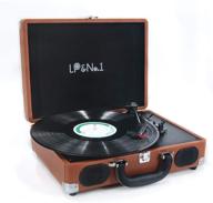 lp&amp;no.1 suitcase bluetooth turntable: enjoy vintage vinyl records with built-in stereo speaker, 3 speeds player in classic brown logo