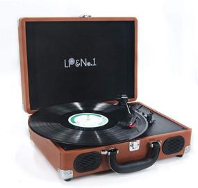 img 4 attached to LP&amp;No.1 Suitcase Bluetooth Turntable: Enjoy Vintage Vinyl Records with Built-in Stereo Speaker, 3 Speeds Player in Classic Brown