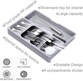 img 3 attached to 🍴 KLEVERISE Flatware Organizer: Efficient Expandable DrawerStore Cutlery Silverware Organizer for Neat Kitchen Cabinet Storage