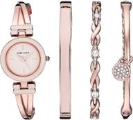 anne klein women's bangle watch with premium crystal accented bracelet set logo