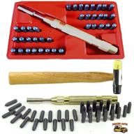 🔨 premium 39 pc steel number & uppercase letter alphabet id and symbol stamping punch tool set kit plus automatic spring loaded punch, carry case, and jeweler's hammer with plastic & rubber head - precise, efficient, and comprehensive stamping solutions logo