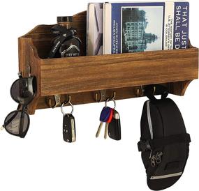 img 4 attached to 🔑 Organize Your Entryway with YCOCO Wall Mail Organizer Key Holder and Rustic Storage Rack