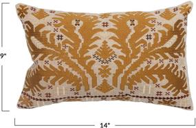 img 3 attached to 🌵 Southwest-Inspired Lumbar Throw Embroidered Design Pillow - Creative Co-Op, Multicolored (14"x9")