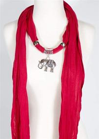 img 2 attached to 🐘 Elegant Elephant and Owl Charm Pendant Necklace with Round Diamond Accents and Matching Scarf