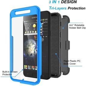 img 3 attached to 📱 Njjex Galaxy J7 Refine Case with Built-in Screen Protector, Swivel Holster Belt Clip, Kickstand Phone Cover - Blue for Samsung J7 2018/J7 Star/J7 V 2nd/J7 Aura/J7 Top/J7 Crown/J7 Eon/J7 Aero