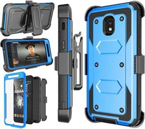 img 4 attached to 📱 Njjex Galaxy J7 Refine Case with Built-in Screen Protector, Swivel Holster Belt Clip, Kickstand Phone Cover - Blue for Samsung J7 2018/J7 Star/J7 V 2nd/J7 Aura/J7 Top/J7 Crown/J7 Eon/J7 Aero