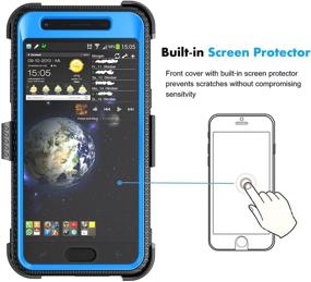 img 1 attached to 📱 Njjex Galaxy J7 Refine Case with Built-in Screen Protector, Swivel Holster Belt Clip, Kickstand Phone Cover - Blue for Samsung J7 2018/J7 Star/J7 V 2nd/J7 Aura/J7 Top/J7 Crown/J7 Eon/J7 Aero