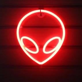 img 4 attached to Wanxing Alien Neon Signs LED Neon Wall Sign Red Neon Lights For Bedroom Kids Room Hotel Shop Restaurant Game Office Wall Art Decoration Sign Party Supply Gift (Red)