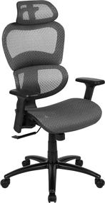 img 3 attached to 🪑 Gray Mesh Office Chair with 2-to-1 Synchro-Tilt, Adjustable Headrest, Lumbar Support, and Adjustable Pivot Arms by Flash Furniture - Ergonomic Design