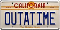 🔮 celebrity machines back to the future, delorean, outatime – metal stamped vanity prop license plate kit logo