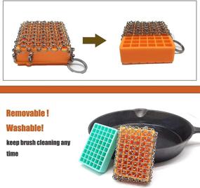 img 1 attached to 🧼 Premium Cast Iron Chainmail Scrubber - Fast & Easy Skillet Cleaner and Scraper - Good Grips, Gentle on Hands - Double Design - Dishwasher Safe