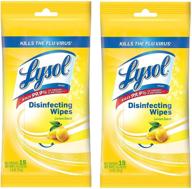 🍋 lysol disinfecting wipes to-go pack, lemon scent, 15 ct (pack of 2): convenient and compact cleaning solution for on-the-go! logo