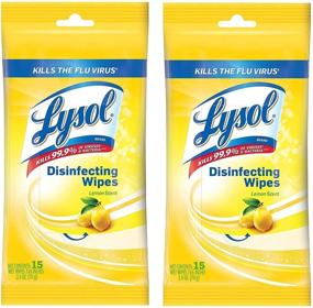 img 4 attached to 🍋 Lysol Disinfecting Wipes to-Go Pack, Lemon Scent, 15 ct (Pack of 2): Convenient and Compact Cleaning Solution for On-The-Go!