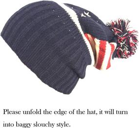 img 1 attached to 🧢 Women's and Men's American Flag Cuffed Knit Beanie with Pom Pom - Patriotic Winter Hat