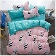 🐼 kfz baby panda printed full size duvet cover set - 3-piece full duvet cover (no comforter insert) and 2 pillow covers, cute panda pink bed sheets for kids bedroom decoration logo