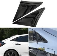 dloveg rear side window louvers compatible for honda civic hatchback type r 2021 2020 2019 2018 2017 2016 sport style air vent cover for 10th gen honda civic accesories (matte black) logo