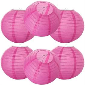 img 4 attached to 🏮 Vibrant 6 Inch Chinese Japanese Paper Lantern Set in Pink Red - 6pc Decorative Round Collection