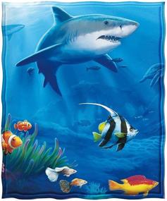 img 2 attached to 🦈 Jekeno Cartoon Shark Blanket: Fun Underwater Fish and Coral Print Throw Blanket for Boys - Soft and Warm, Perfect Gift for Kids, Travel and Camping - 50"x60