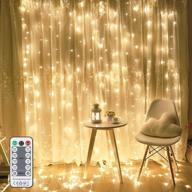 ghodec curtain string lights – 200 led 9.8ft x 6.6ft twinkle fairy lights with remote control for christmas, bedroom, party, wedding – warm white window decoration логотип