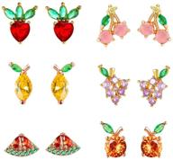 nanafast earrings pineapple zirconia pairs girls' jewelry logo