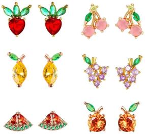 img 4 attached to Nanafast Earrings Pineapple Zirconia Pairs Girls' Jewelry