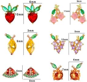 img 3 attached to Nanafast Earrings Pineapple Zirconia Pairs Girls' Jewelry