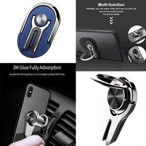 img 2 attached to 📱 Versatile Phone Ring Holder and Mobile Phone Bracket Stand: 360° Rotation for Car and Home Use - Set of 2 (Black, Blue)