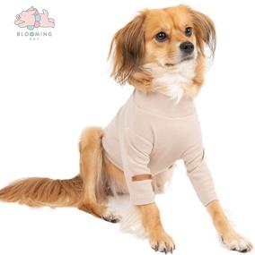 img 3 attached to 🐶 Soft Warm Light Pullover Sweater Turtleneck Spring Tshirt for Small Puppy Dogs - Colorful Stylish Fashion Design, M Size, Mood Beige