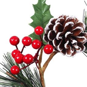 img 2 attached to 🕯️ Set of 4 Artificial Snowy Pine Cone and Red Berry Candle Rings - Christmas Candle Holder Wreaths with Holly Leaves, 7.1" Wide - Perfect for Holiday Winter Decoration!