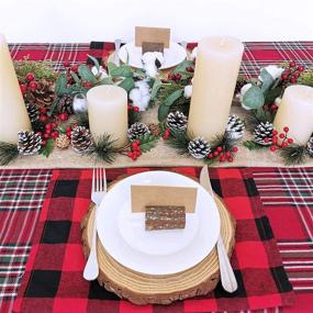 img 1 attached to 🕯️ Set of 4 Artificial Snowy Pine Cone and Red Berry Candle Rings - Christmas Candle Holder Wreaths with Holly Leaves, 7.1" Wide - Perfect for Holiday Winter Decoration!