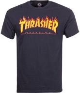 dynamic style: thrasher flame t shirt for men's clothing - small heather logo