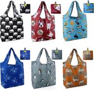 👜 beegreen reusable grocery bags: foldable, cute & eco-friendly - 6 pack shopping bags for large 50lbs capacity - ripstop waterproof & machine washable - nylon elephant hedgehog cat turtle dog penguin christmas логотип