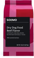 🐶 quality and affordability unite: introducing amazon brand - solimo basic dry dog food with grains in chicken or beef flavor logo