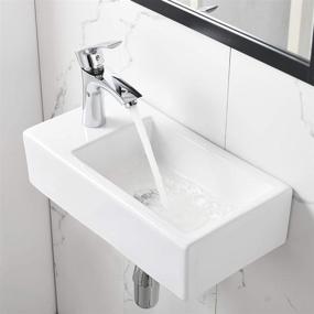 img 1 attached to Bokaiya Small Corner Mount Bathroom Vessel Sink, White Porcelain Ceramic, Mini Vanity Bathroom Sink and Faucet Combo with Left Hand Orientation for Small Spaces and Cloakrooms