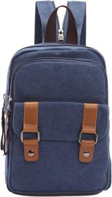 img 2 attached to 🎒 Vintage Casual Navy Blue Arbag Small Cute Backpack Canvas Shoulder Bag Daypack