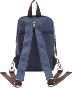 img 1 attached to 🎒 Vintage Casual Navy Blue Arbag Small Cute Backpack Canvas Shoulder Bag Daypack