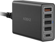 🔌 aideaz 60w usb c charger: quick charge 5-port multi port wall charger for macbook air 2018/iphone 11/xs/12/12 mini/12 pro max/ipad/samsung - 30w pd & 18w qc3.0 compatible logo