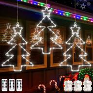 🎄 celebrate the holidays in style with christmas window lights 3 pack - battery operated led tree light with 8 modes timer fairy hanging light, outdoor waterproof decor for home xmas porch holiday party indoor fireplace decoration (cool white) логотип