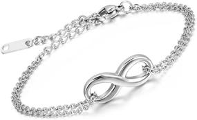 img 2 attached to 🔗 Cupimatch Silver Stainless Steel Infinity Symbol Chain Link Love Bracelet for Girls